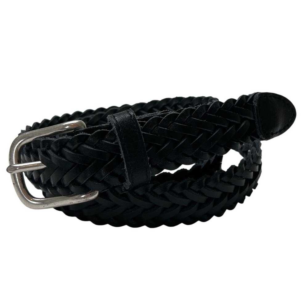 Unbranded Mens Braided Woven Split Leather Belt XL Black